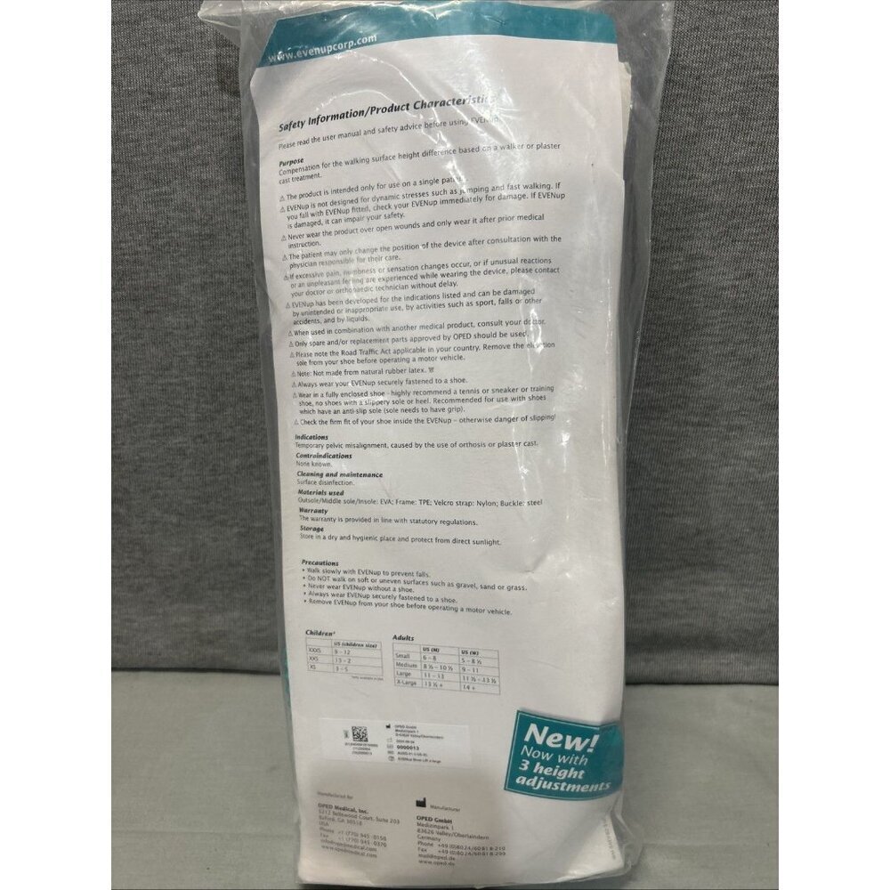 EvenUp Shoe Lift Balancer Leveler XL Medium Men 13.5 Women 14+ Even Up NEW - Picture 2 of 3